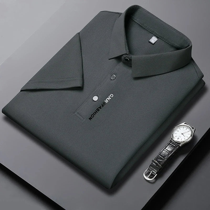 Dorian | Men's Knit Short Sleeve Polo Shirt with Ribbed Collar for Smart Casual Wear