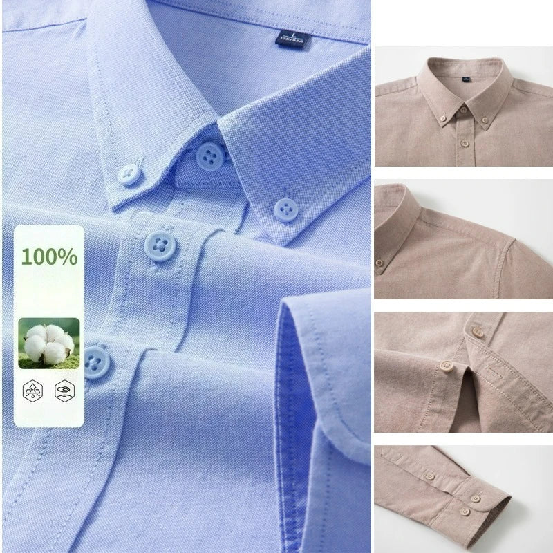 Sterling | Men's 100% Cotton Slim Fit Oxford Button-Down Shirt Breathable Long Sleeve