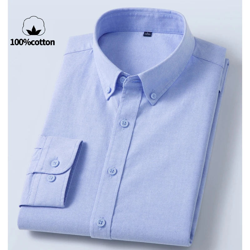 Sterling | Men's 100% Cotton Slim Fit Oxford Button-Down Shirt Breathable Long Sleeve