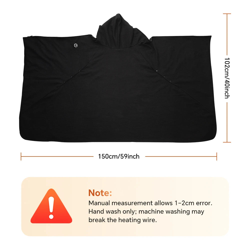 Ainsley | Heated Hooded Wearable Blanket Shawl USB Graphene Heating Poncho with Hand Openings