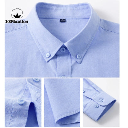 Sterling | Men's 100% Cotton Slim Fit Oxford Button-Down Shirt Breathable Long Sleeve