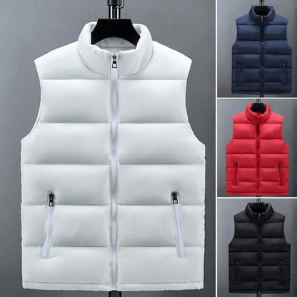 Perrin | Men's Quilted Puffer Vest with Slim Stand Collar, Full Zip and Zippered Pockets