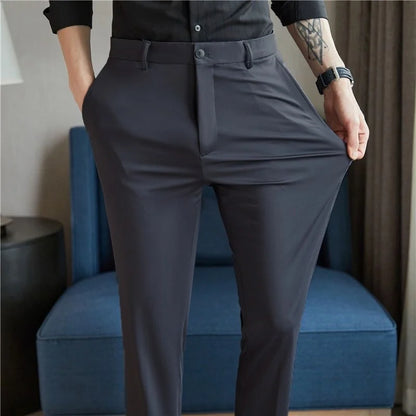 Sutton | Men's Stretch Slim Straight Dress Pants Wrinkle Resistant Casual Trousers