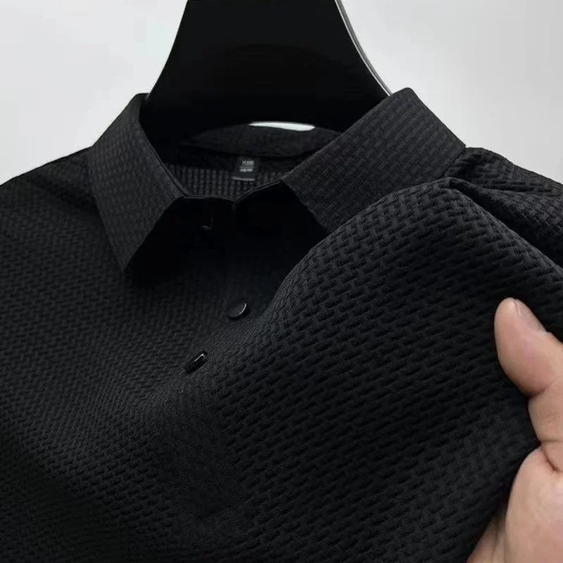 Calder | Men's Waffle Knit Short Sleeve Polo Shirt Breathable Business Casual Summer Top
