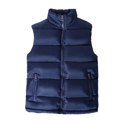 Perrin | Men's Quilted Puffer Vest with Slim Stand Collar, Full Zip and Zippered Pockets