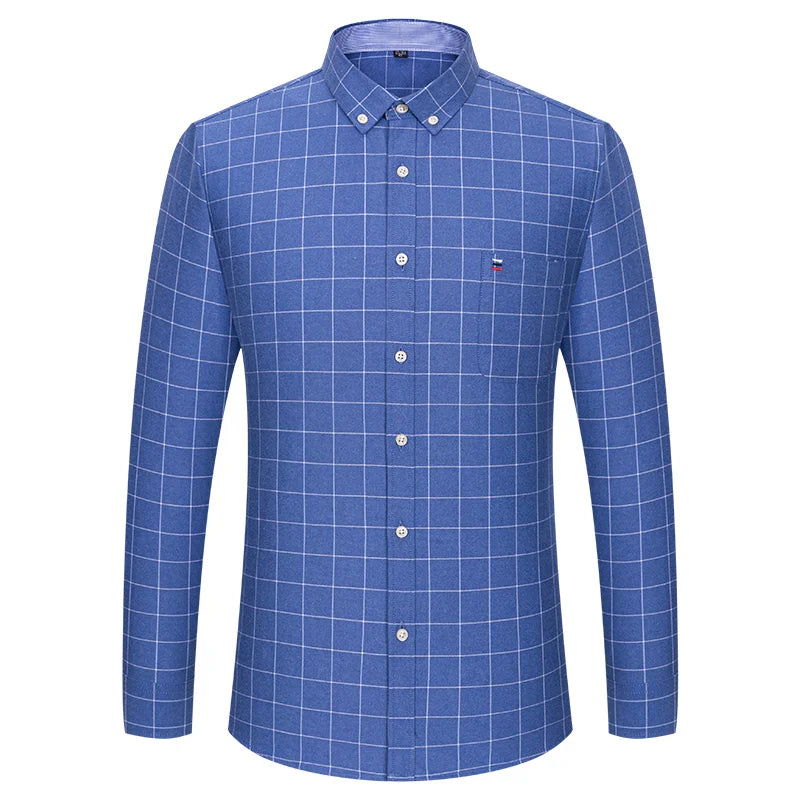 Hollis | Men's 100% Cotton Oxford Button-Down Dress Shirt Long Sleeve with Chest Pocket