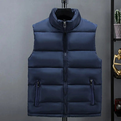 Perrin | Men's Quilted Puffer Vest with Slim Stand Collar, Full Zip and Zippered Pockets
