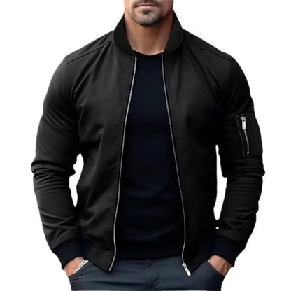 Callum | Men's Solid Color Zip-Up Bomber Jacket Windbreaker Basic Casual Coat