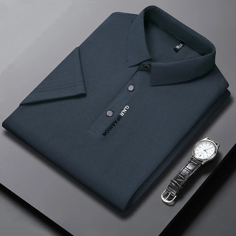 Dorian | Men's Knit Short Sleeve Polo Shirt with Ribbed Collar for Smart Casual Wear