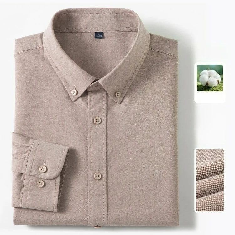 Sterling | Men's 100% Cotton Slim Fit Oxford Button-Down Shirt Breathable Long Sleeve