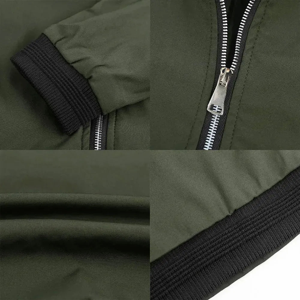 Callum | Men's Solid Color Zip-Up Bomber Jacket Windbreaker Basic Casual Coat