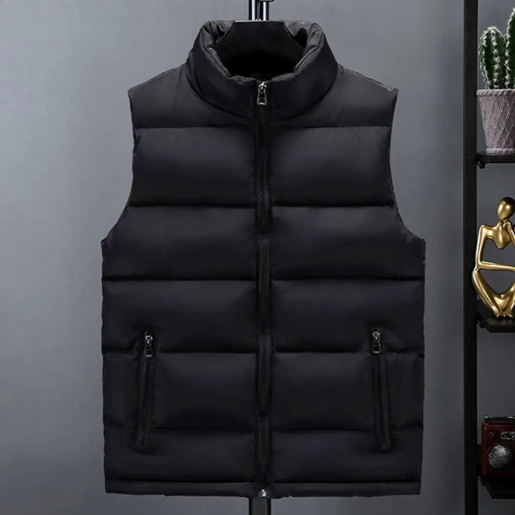 Perrin | Men's Quilted Puffer Vest with Slim Stand Collar, Full Zip and Zippered Pockets