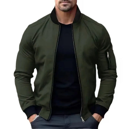 Callum | Men's Solid Color Zip-Up Bomber Jacket Windbreaker Basic Casual Coat