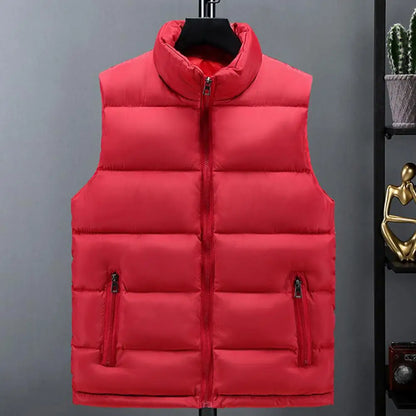 Perrin | Men's Quilted Puffer Vest with Slim Stand Collar, Full Zip and Zippered Pockets