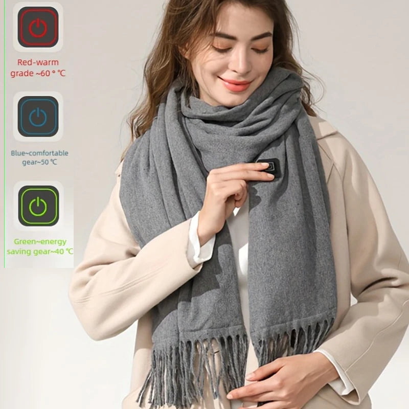 Hartley | Heated Fringe Scarf with USB Power and 3 Heat Gears