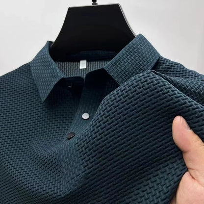 Calder | Men's Waffle Knit Short Sleeve Polo Shirt Breathable Business Casual Summer Top