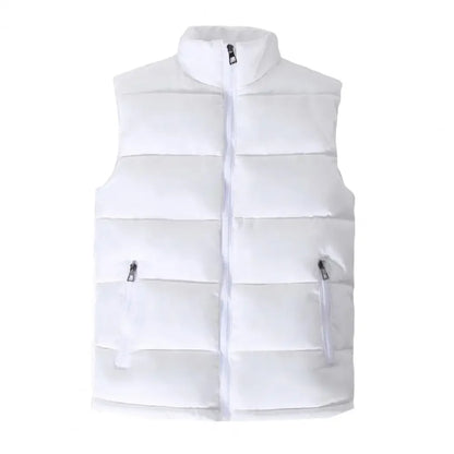 Perrin | Men's Quilted Puffer Vest with Slim Stand Collar, Full Zip and Zippered Pockets