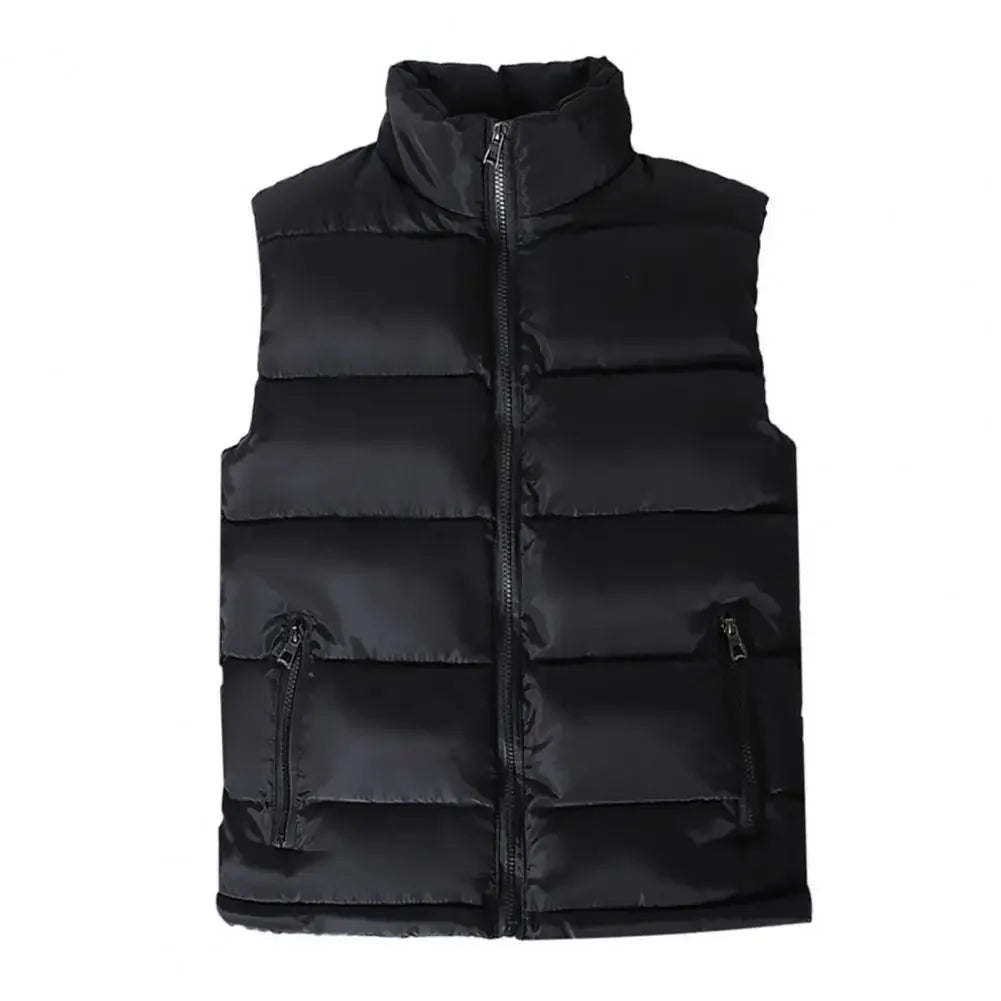 Perrin | Men's Quilted Puffer Vest with Slim Stand Collar, Full Zip and Zippered Pockets