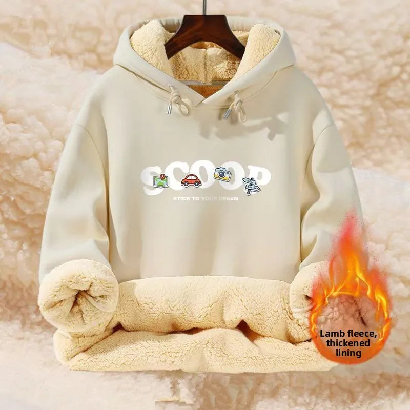 Fenwick | Men's Heavyweight Lambswool Hoodie, Thick Fleece Hooded Sweatshirt