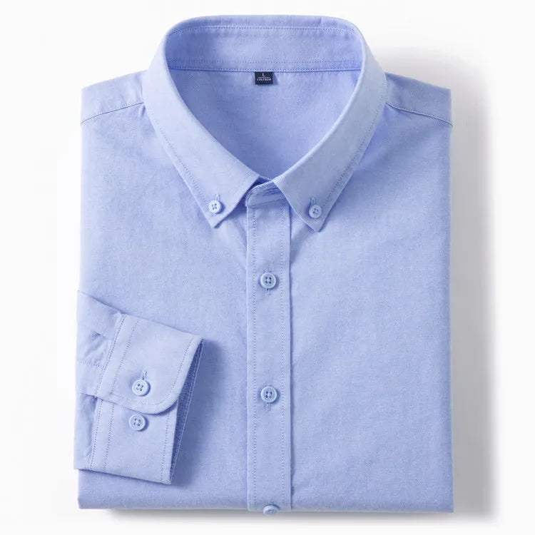 Sterling | Men's 100% Cotton Slim Fit Oxford Button-Down Shirt Breathable Long Sleeve