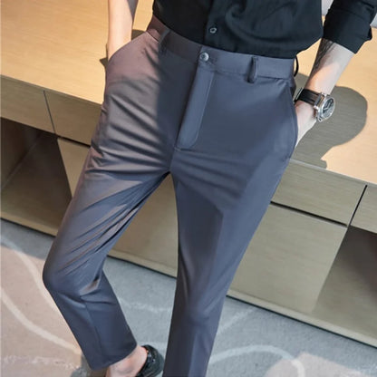 Sutton | Men's Stretch Slim Straight Dress Pants Wrinkle Resistant Casual Trousers
