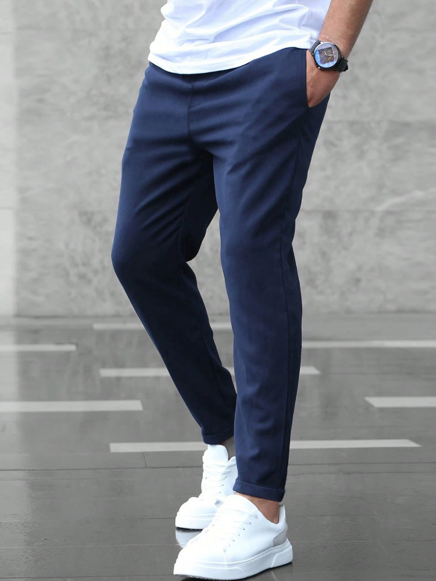 Variant image for Men's Stretch Pants with Adjustable Elastic Waistband, Breathable Fabric, Relaxed Fit for Work and Casual Wear-16