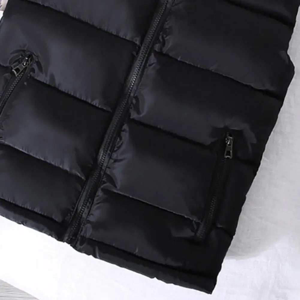Perrin | Men's Quilted Puffer Vest with Slim Stand Collar, Full Zip and Zippered Pockets