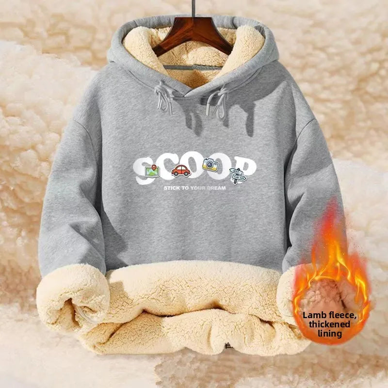 Fenwick | Men's Heavyweight Lambswool Hoodie, Thick Fleece Hooded Sweatshirt