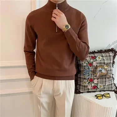 Ashford | Men's Half-Zip Mock Neck Knit Sweater, Thick Warm Pullover