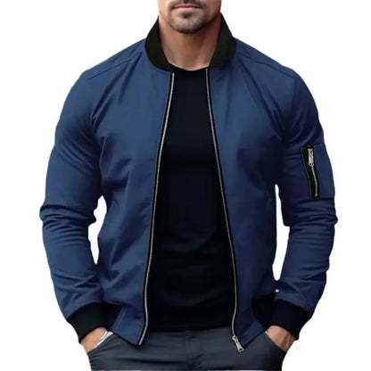 Callum | Men's Solid Color Zip-Up Bomber Jacket Windbreaker Basic Casual Coat