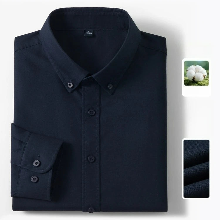 Sterling | Men's 100% Cotton Slim Fit Oxford Button-Down Shirt Breathable Long Sleeve
