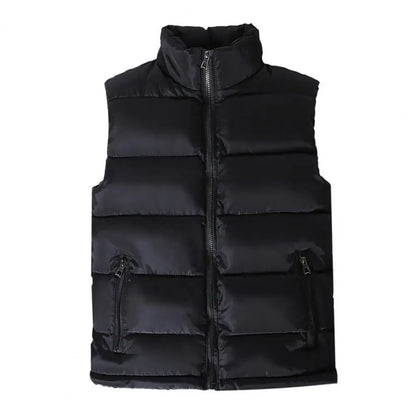 Perrin | Men's Quilted Puffer Vest with Slim Stand Collar, Full Zip and Zippered Pockets