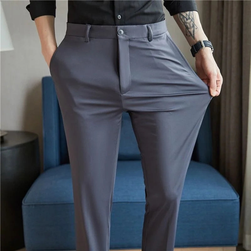 Sutton | Men's Stretch Slim Straight Dress Pants Wrinkle Resistant Casual Trousers