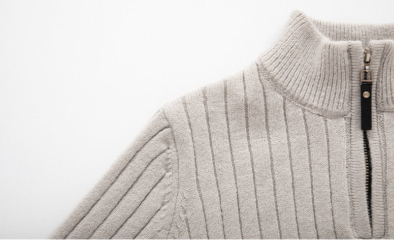 Jensen | Men's Fitted Half-Zip Ribbed Knit Sweater