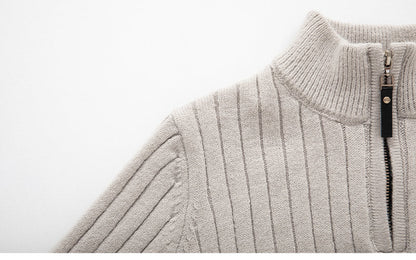 Jensen | Men's Fitted Half-Zip Ribbed Knit Sweater