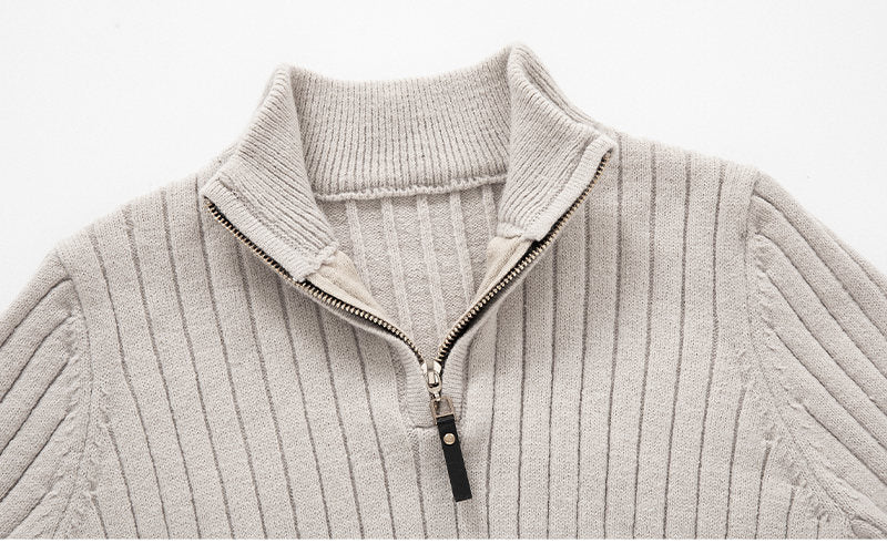 Jensen | Men's Fitted Half-Zip Ribbed Knit Sweater