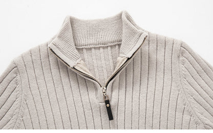Jensen | Men's Fitted Half-Zip Ribbed Knit Sweater