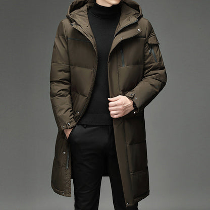 Norwood | Men's Long Hooded Puffer Coat with Goose Feather Filling