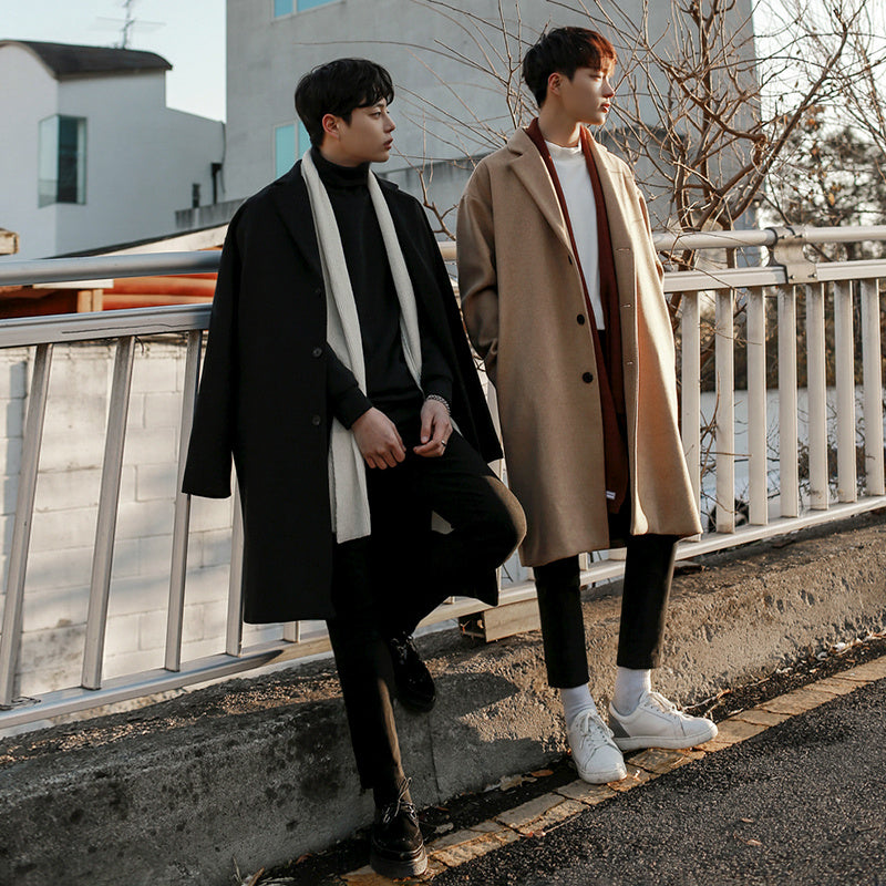 Maxwell | Men's Mid-Length Wool Coat with Suit Collar, Loose Fit