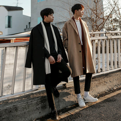 Maxwell | Men's Mid-Length Wool Coat with Suit Collar, Loose Fit