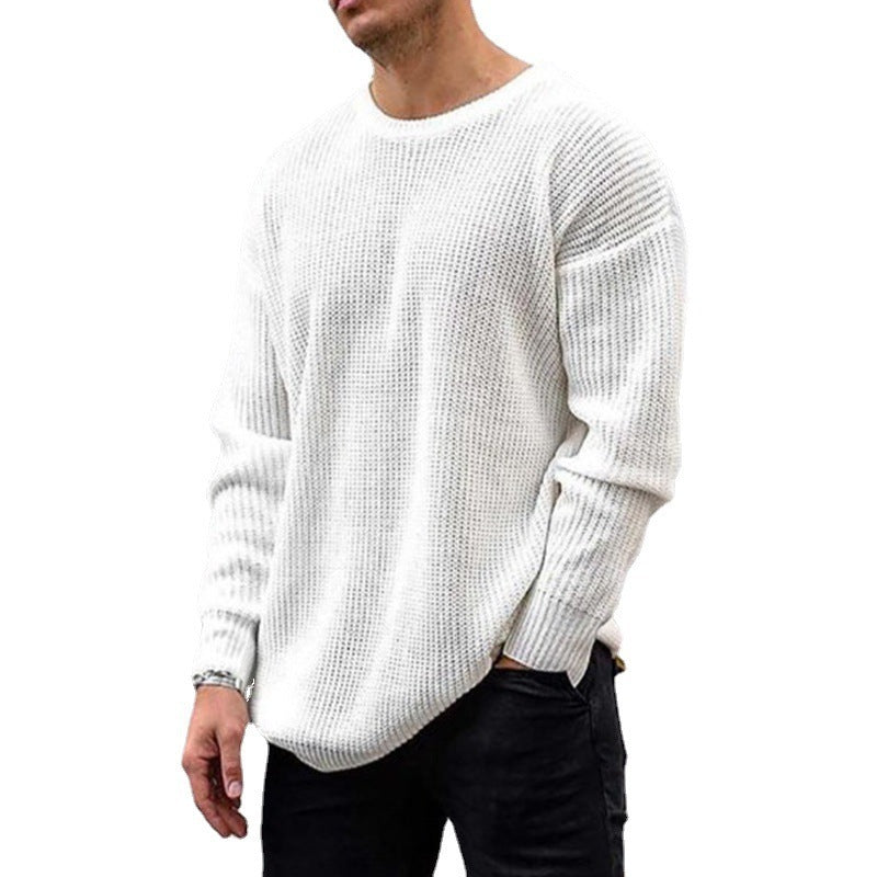 Knox | Men's Waffle Knit Crew Neck Sweater, Relaxed Fit