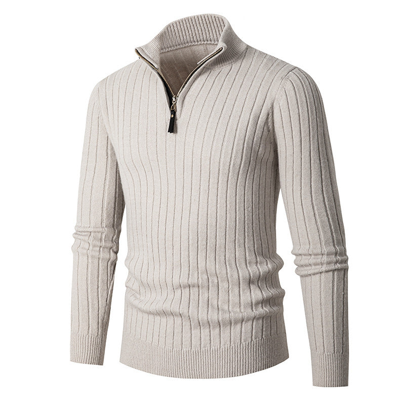 Jensen | Men's Fitted Half-Zip Ribbed Knit Sweater