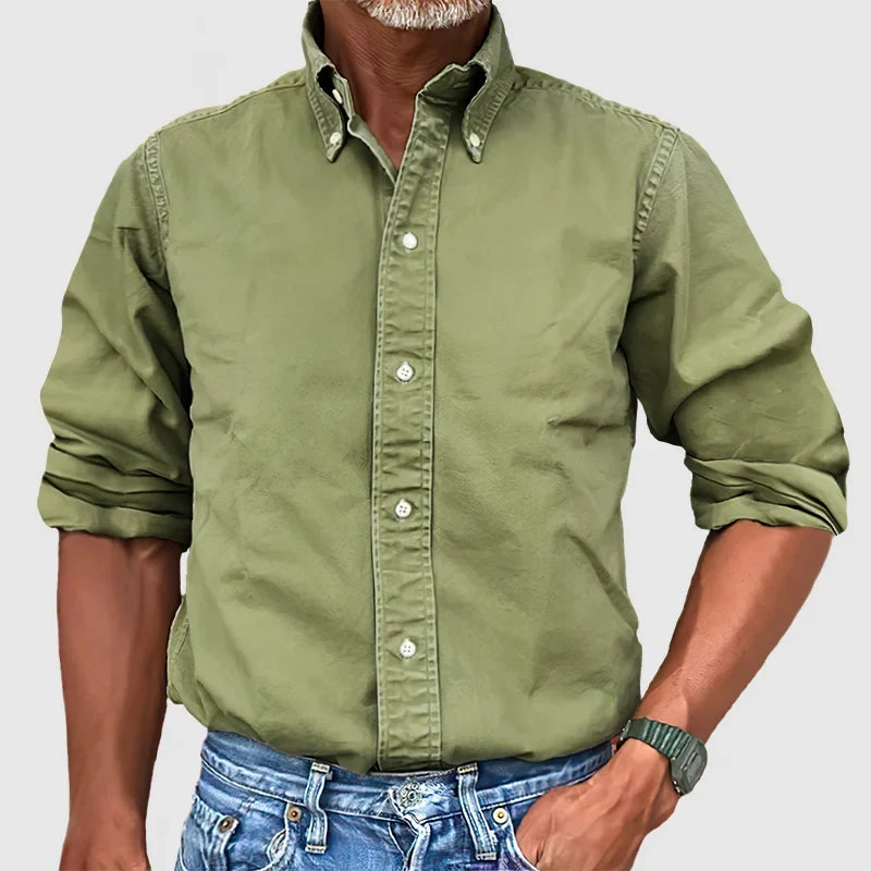 Variant image for Vintage Men's Long Sleeve Shirt in Multiple Colors, Faded Look, Soft Cotton Blend, Casual and Semi-Formal Wear-57
