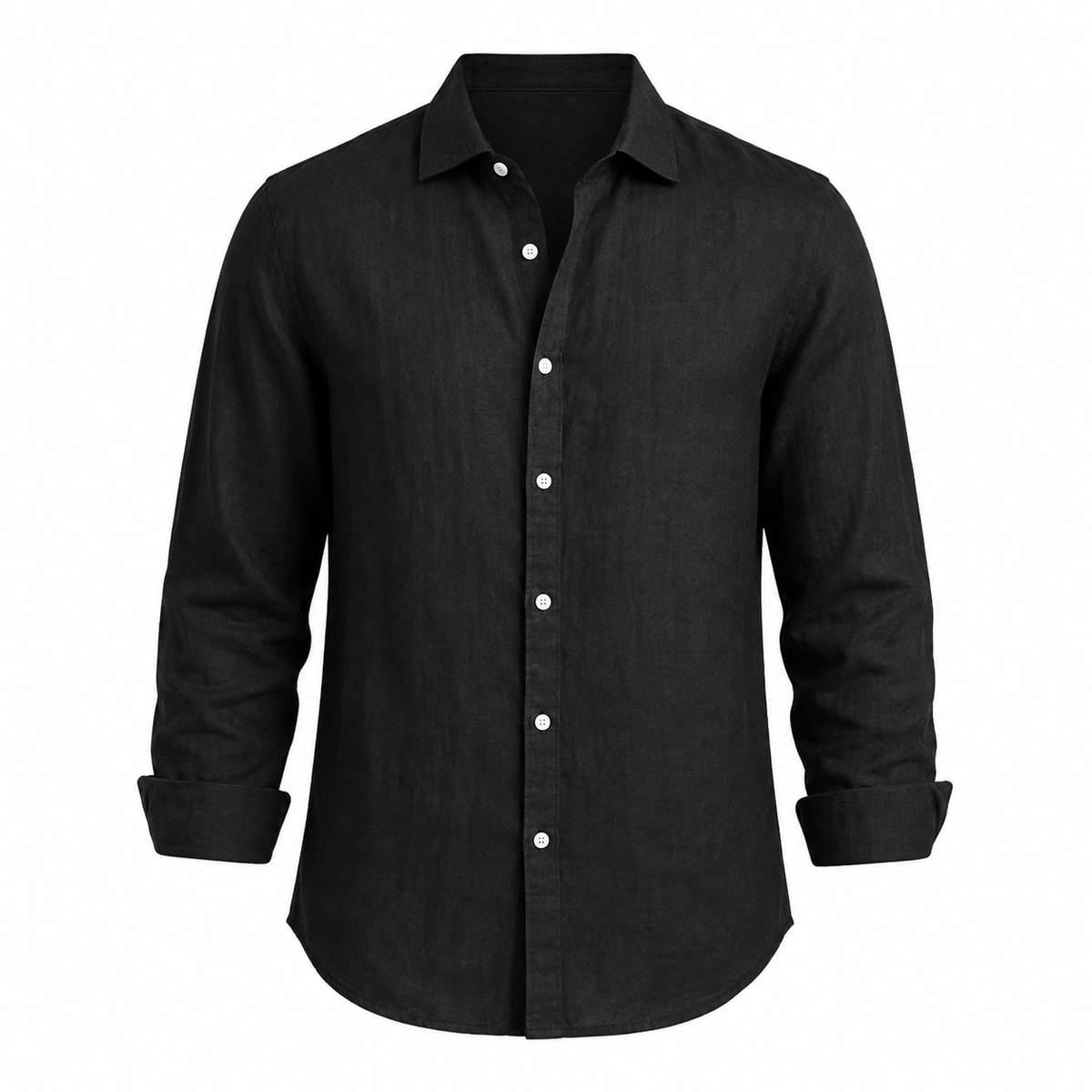 Cassian linen blend shirt in Black on white background