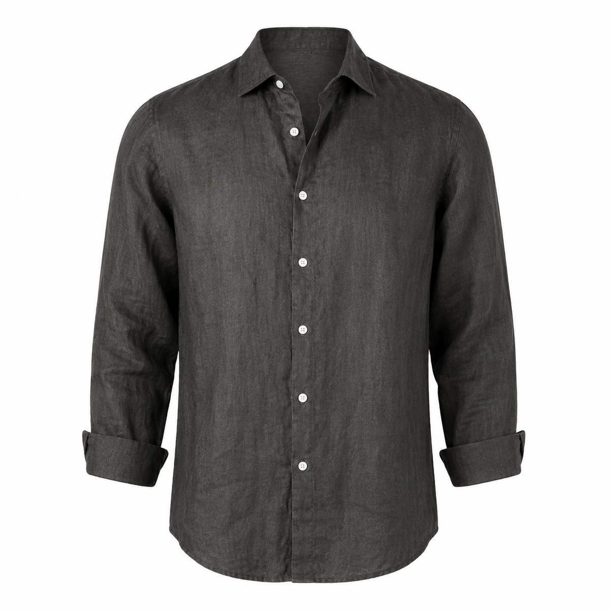 Cassian linen blend shirt in Charcoal on white background