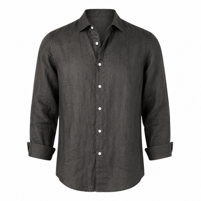 Cassian linen blend shirt in Charcoal on white background