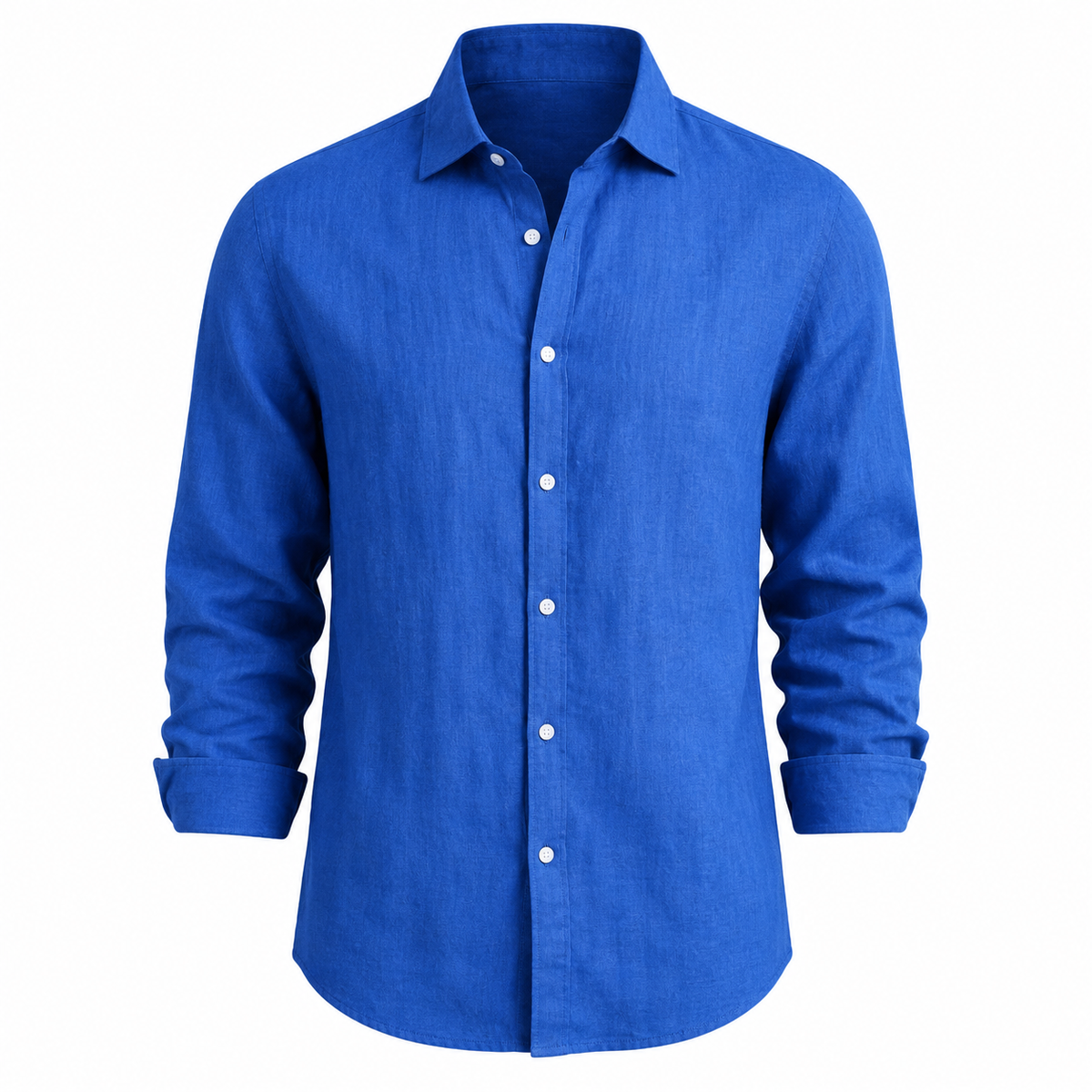 Cassian linen blend shirt in Cobalt on white background