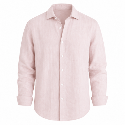 Cassian linen blend shirt in Dusty Rose on white background