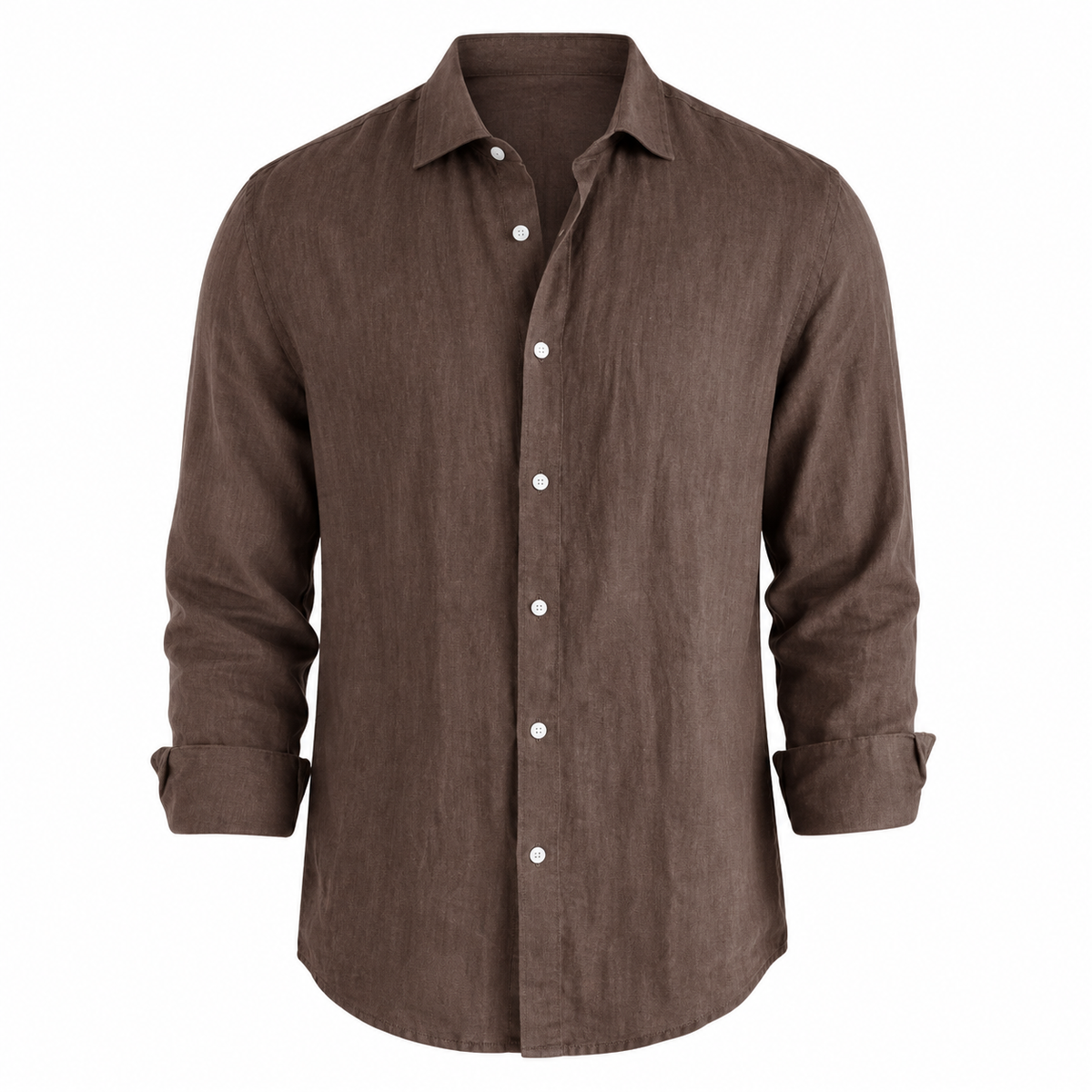 Cassian linen blend shirt in Espresso on white background