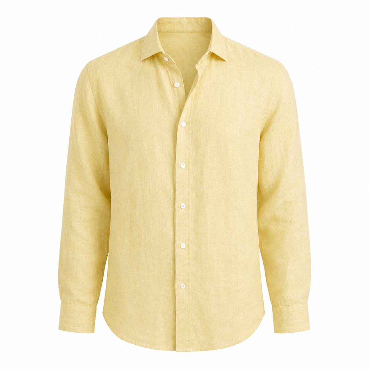 Cassian linen blend shirt in Lemon on white background
